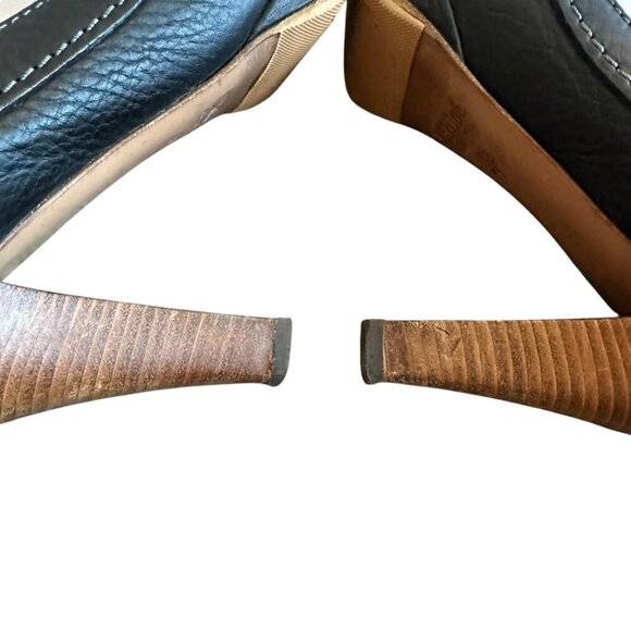 Chloe Leather Round Toe Pumps High Heels Wooden Black Size 38 7.5 Women's - Picture 13 of 14